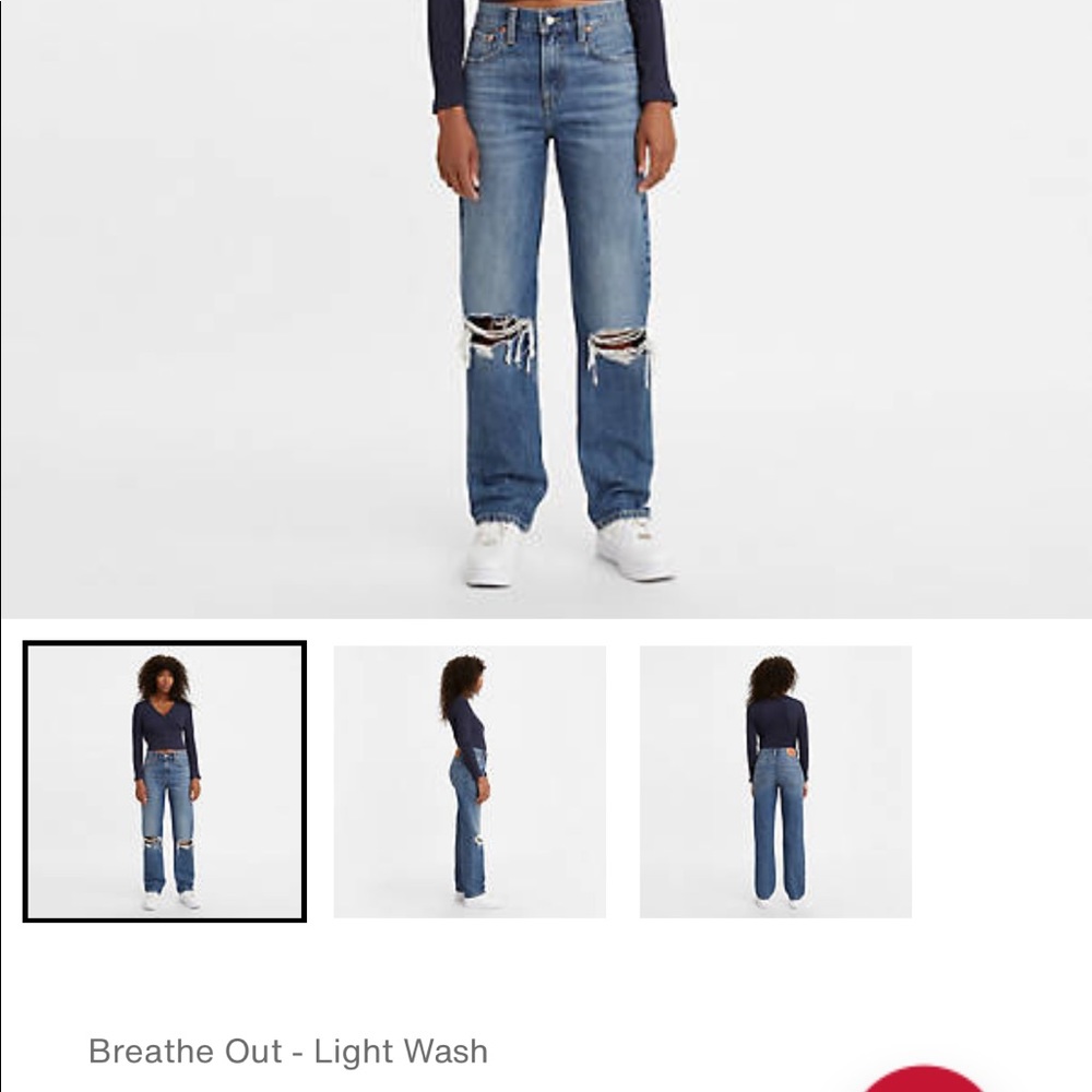 Levi’s Low Pro Straight Jeans Ripped Denim